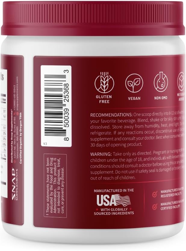 Snap Supplements Heart Beets, USDA Organic 3-in-1 Cardiovascular 250g
