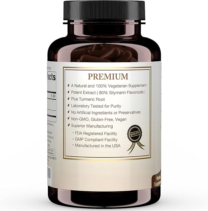 Milk Thistle Extract (80% Silymarin Flavonoids) 120 Capsules