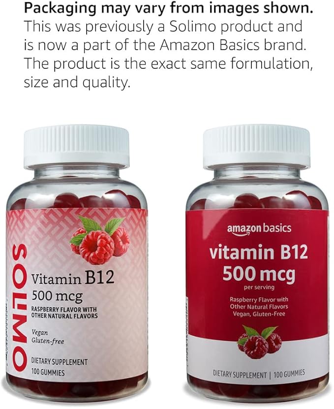 Amazon Basics Vitamin B12 500 mcg Gummies 100 Count (2 per
