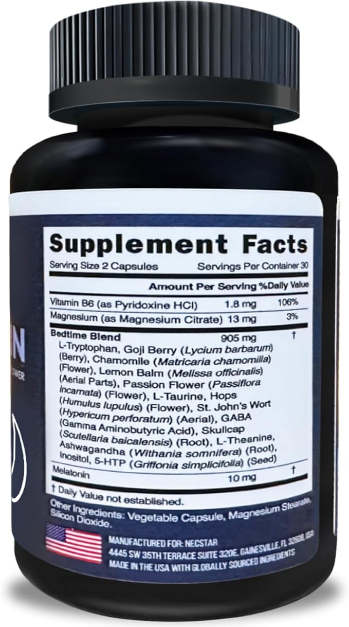 Necstar Sleep Aid, Sleep Support Supplement 10mg, with 60 Vegan