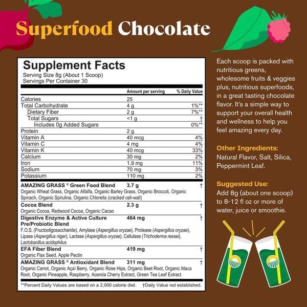 Amazing Grass Greens Superfood Powder: Greens 30 Servings