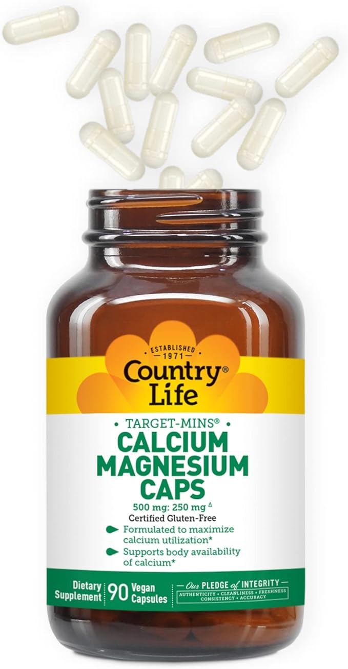 Country Life Target-Mins Calcium Magnesium Caps, 500mg: 250mg, 250mg, 90 90 Vegan