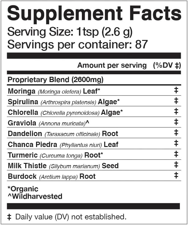 Anima Mundi Super Greens Powder - Liver Vitality - Organic Superfood Greens & Herbal Prebiotics for Liver Detox, Cleanse & Support - Vitamin-Rich with Fair Trade Dandelion, Milk Thistle & More (8oz)