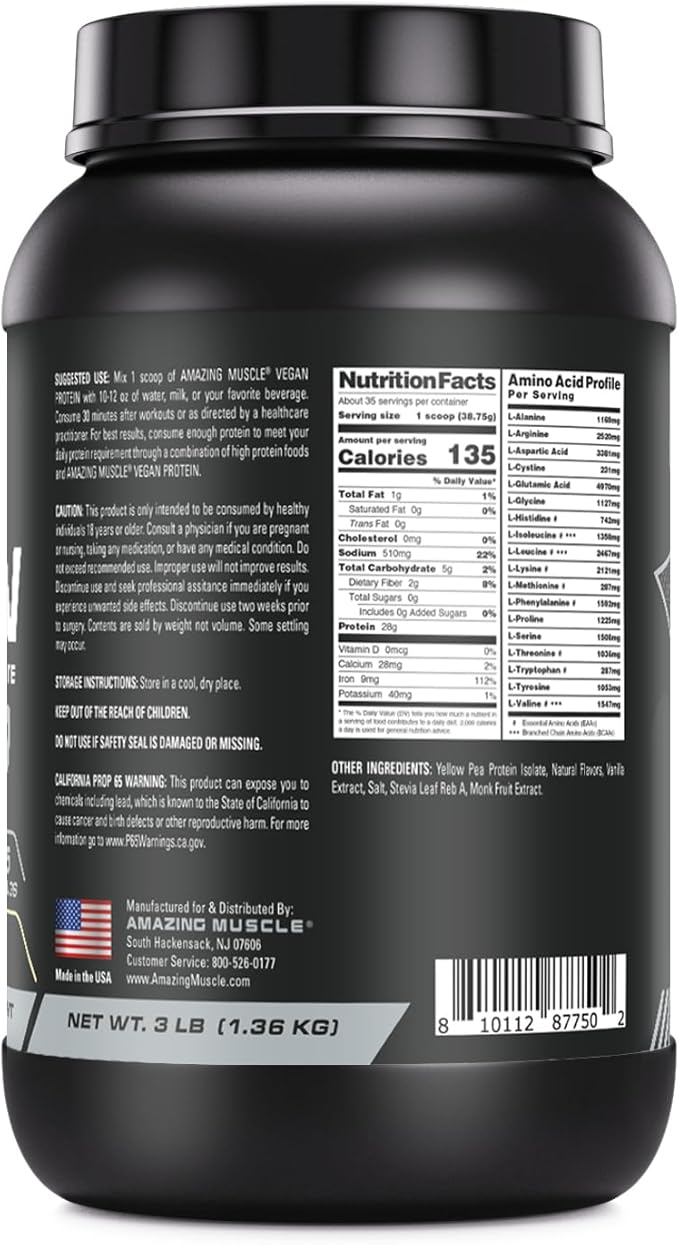 Vegan Protein Powder 28 Grams 34 Servings (3 Lb,