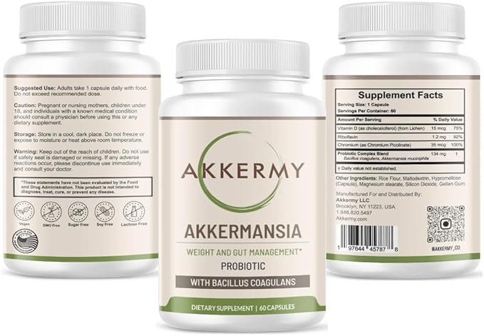 Akkermansia Muciniphila Probiotic for Weight & GLP-1 Boosting B2, D3 D3 & 60 Day