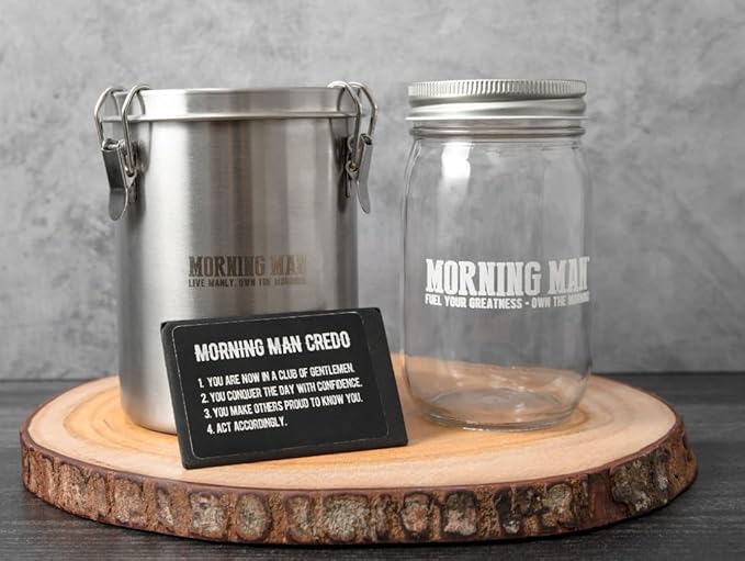MORNING MAN Greens Powder Decaf, Probiotic Superfood Smoothie Mix with Digestive Enzymes for Gut Health, 75+ Vitamins, 43 Real Whole Foods, Gluten Free, Vegan, Caffeine Free, Non GMO, 30 Servings