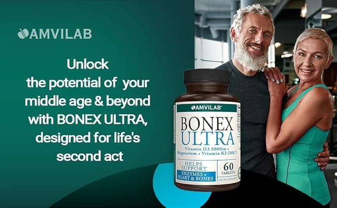 BONEX Ultra Supplement D3, Vitamin K2 (MK7) (MK7) & 60 Tablets 2 Month