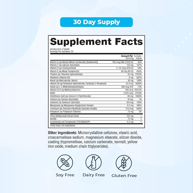 VitaMedica | Energy Support Multivitamin w B Complex | Energy Booster | Vitamin B6 & B12 | Clarity & Focus | Biotin for Hair, Skin & Nails | Energy Supplements | 90 Ct