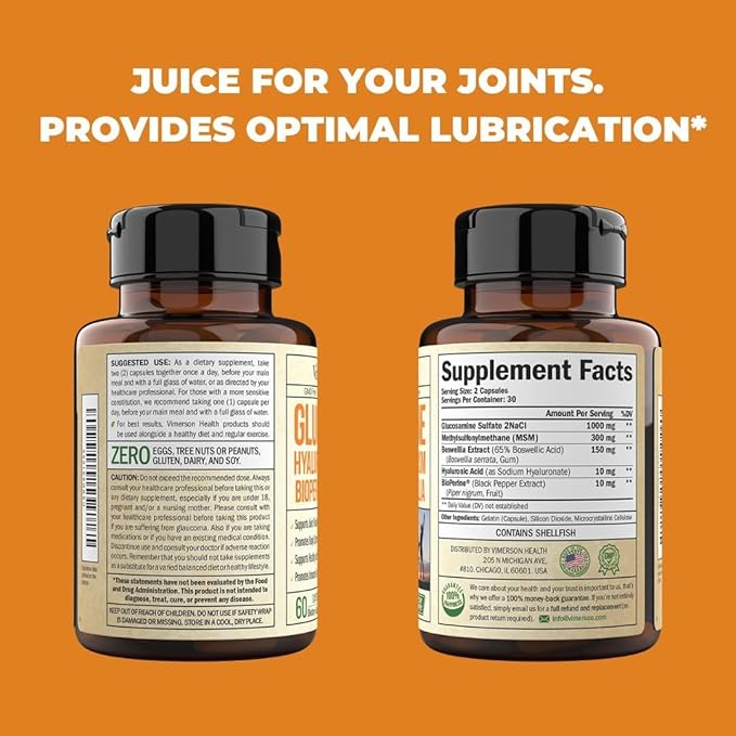 Glucosamine Sulfate with Hyaluronic Acid, Bioperine, 5-in-One Joint 2 Pack