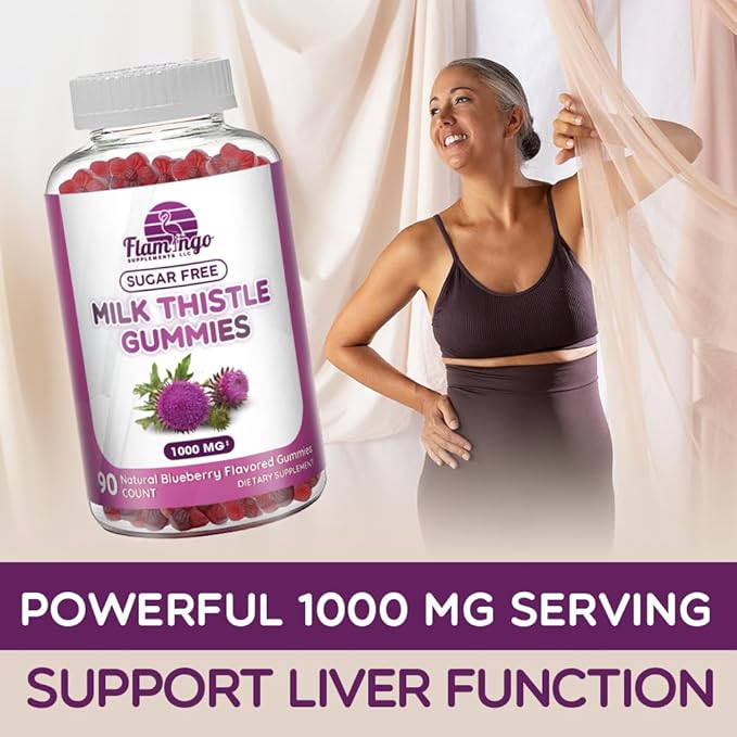 Milk Thistle Gummies- Naturally Flavored, Sugar-Free 1000mg Extract 90 Count