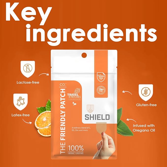 The Friendly Patch Shield Patch - D3, C & Zinc Patches - Wellness Patches Travel 8 Pack WERCSmart Certified to Ensure Formulation Ingredients and Consumer Safety Compliance