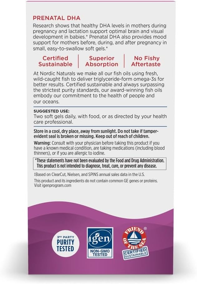 Nordic Naturals Prenatal DHA, Strawberry 90 Soft 830 mg Omega-3 + 400 IU D3 - 45 Servings