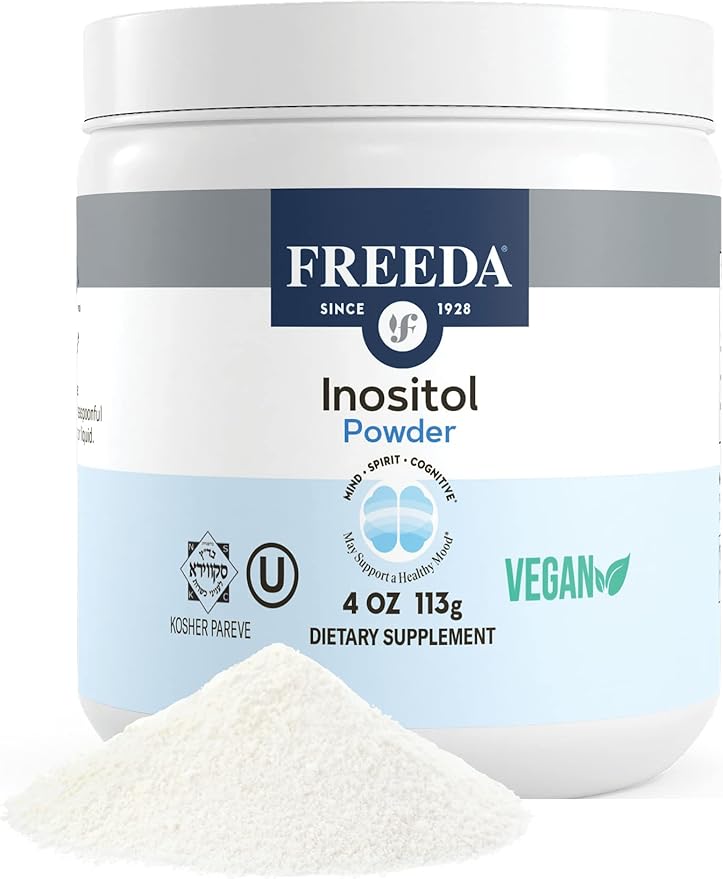 FREEDA Inositol Powder from Myo-Inositol - Hormone Balance for Women - PCOS Supplements for Women - Vitamin B8 Conception, Fertility Support - Myoinositol for Mood Improvement in Men & Women - 4 oz