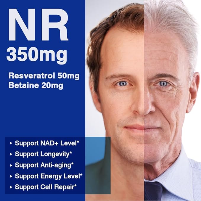 Lovita NR (Nicotinamide Riboside) 350 mg, NAD Supplement with Trans-Resveratrol and Betaine, Promote NAD Plus Levels, Healthy Aging, 30 Vegan Enteric-Coated Capsules (Pack of 3)