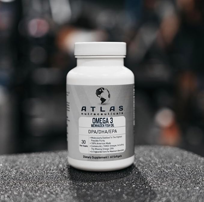 Atlas Nutraceuticals-Atlantic Caught Menhaden Fish Oil-Lab 3-2400mg, Burpless, DPA/DHA/EPA-60 Softgels (1)