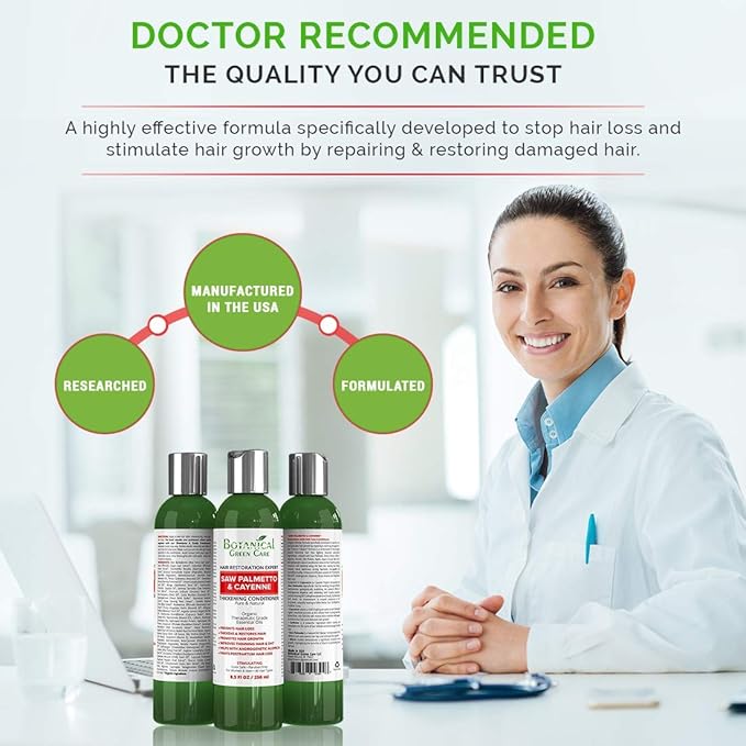 "Saw Palmetto & Cayenne" Hair Growth Anti-Hair Loss CONDITIONER. Alopecia Prevention and DHT Blocker. Doctor Developed