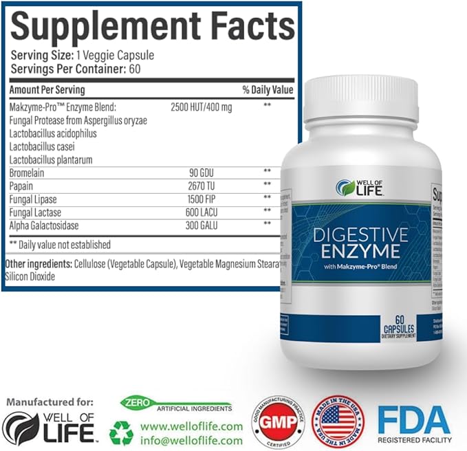 Digestive Enzyme: 700mg, 60 Vegetarian Capsules,