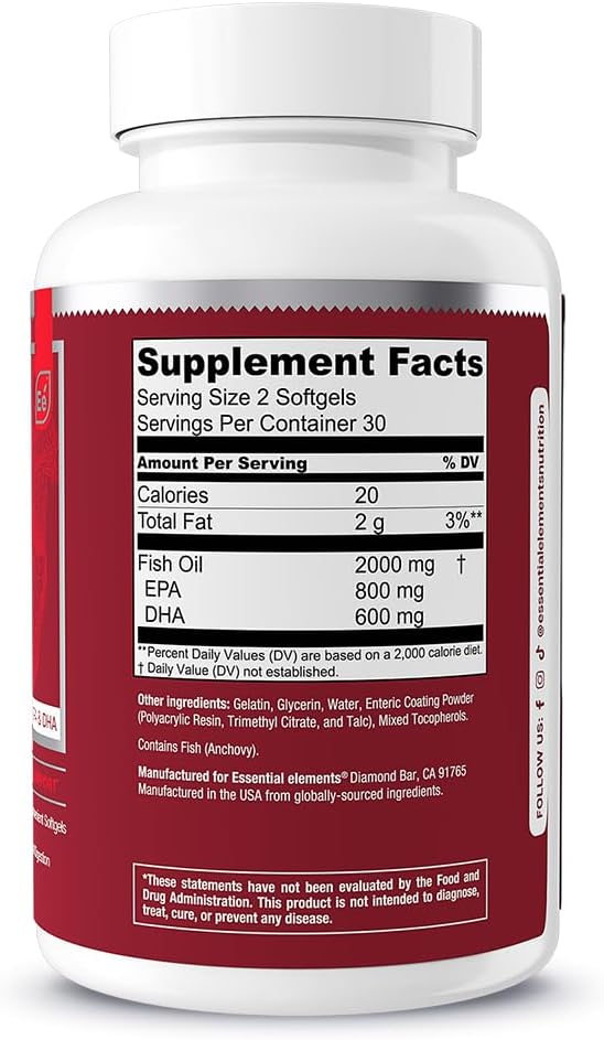 Essential Elements Omega-3 Fish Oil Supplement 60 Softgels