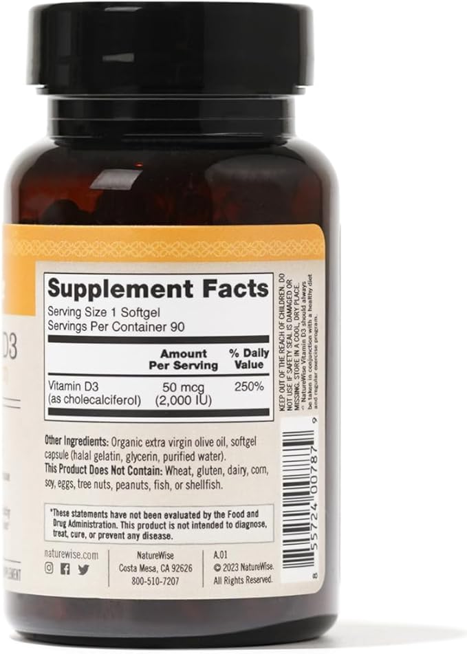 NatureWise Vitamin D3 2000iu (50 mcg) 90 Count