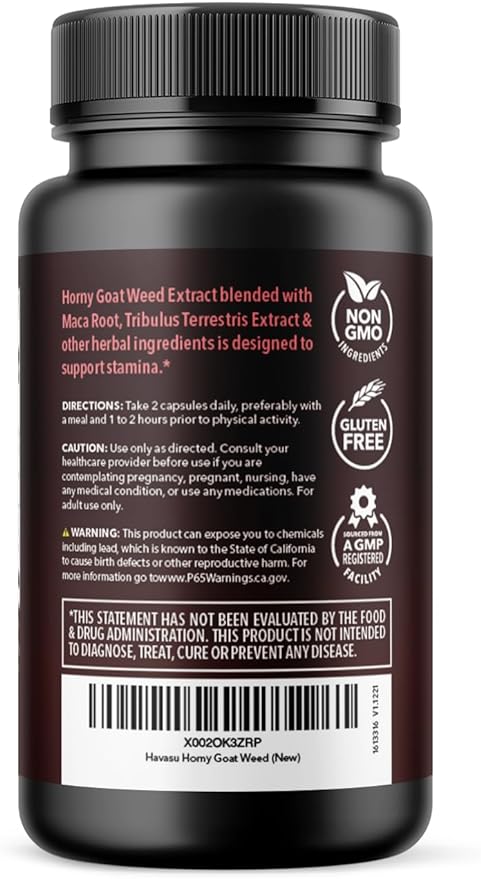 Horny Goat Weed for Men and Women - Extra Strength Performance Support with Maca Root Extract & Tongkat Ali & Muira Puama - Power, Performance and Energy Support - 1 Month Supply Herbal Supplement