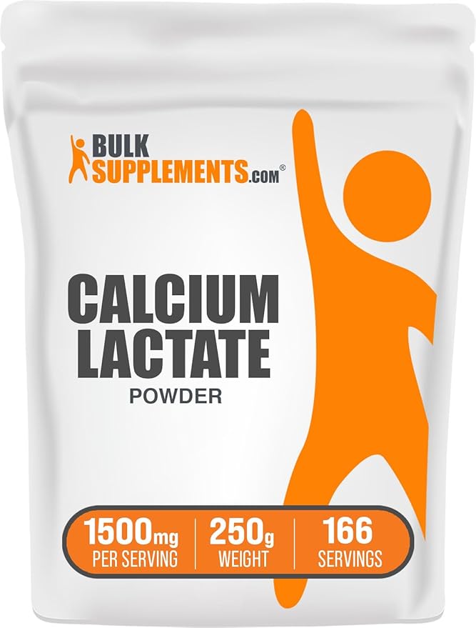 BulkSupplements.com Calcium Lactate Powder - Calcium Supplement, Calcium Lactate Food Grade - Calcium Lactate Supplement, 1500mg per Serving (200mg Calcium), 250g (8.8 oz) (Pack of 1)