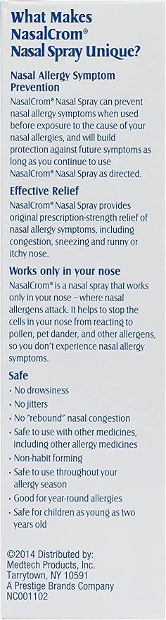 NasalCrom Nasal Spray Allergy Symptom Controller 200 Sprays .88 FL