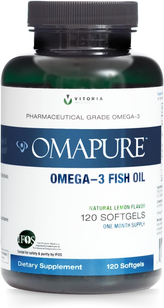 Pharmaceutical Grade Omega-3 Fish Oil Supplement (1 Bottle, 120 softgels) 2600 mg Omega-3 Fatty 5-Star Certified