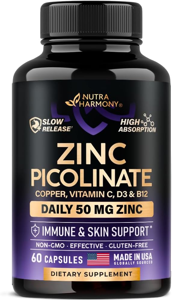 NUTRAHARMONY Zinc Picolinate 50 mg 60 Capsules, 2 Month