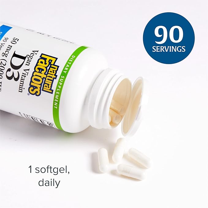 Natural Factors, Vegan Vitamin D3 2000 90 Capsules