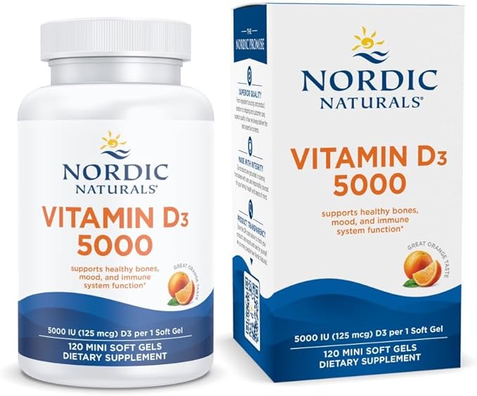 Nordic Naturals Vitamin D3 5000, Orange 120 Mini 5000 IU D3 - 120 Servings