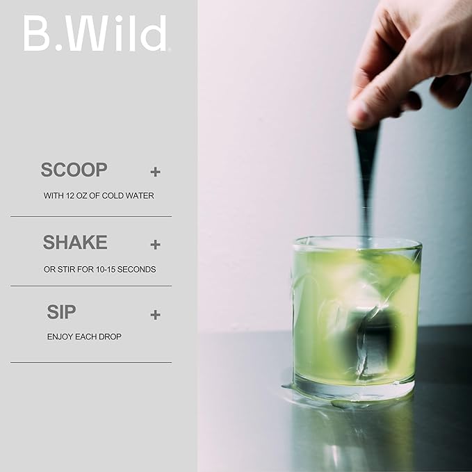 Multivitamin Drink Mix | B.Wild Plant Based Antioxidant Drink | Prebiotics and Probiotics for Digestive Health | Peach Green Tea Flavor - 300 g