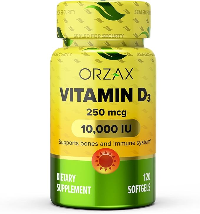 ORZAX Vitamin D3 10000 iu (250 mcg) 1 Year (120 Softgel)