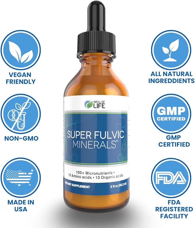 Super Fulvic Minerals: Herbal Detox 2 oz. 128 Servings.