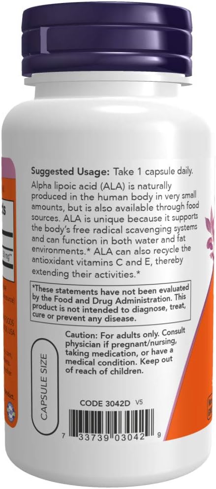 NOW Supplements, Alpha Lipoic Acid 250 60 Veg