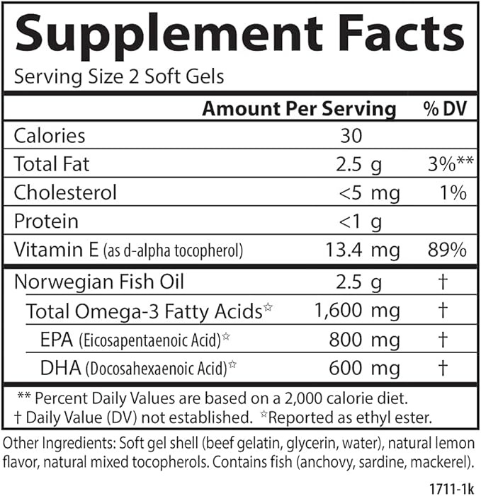 Carlson Labs Wild Caught Elite Omega-3, 1600mg, Omega 3s, Soft 90 Count