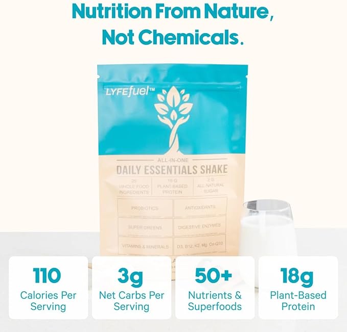 All-in-One Meal Replacement Powder by LyfeFuel 50+ Organic 24 Vegan