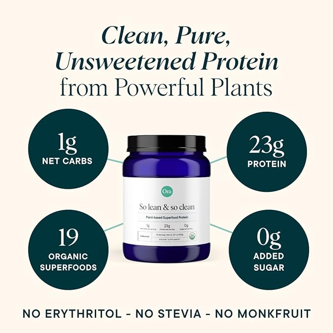 Ora Organic Vegan Protein Powder 23g Plant 20 Servings,