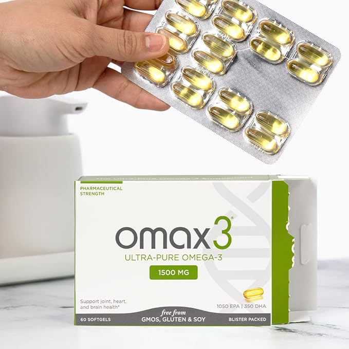 Omax3 Natural Omega 3 Fish Oil 1500 MG Omega3 Fatty 30-Day Supply (1 Box)