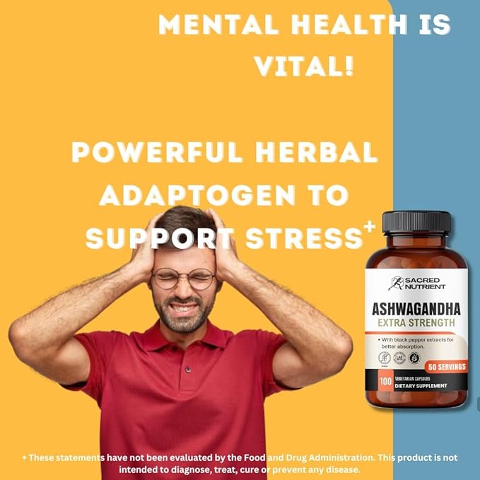 Ashwagandha Organic Extra Strength Supplement 300mg Extract 3000mg Herb), 100 Capsules
