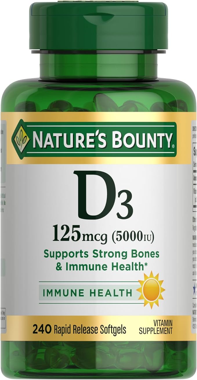 Nature's Bounty Vitamin D3, Immune Support, 125 mcg (5000iu), Rapid 240 Ct