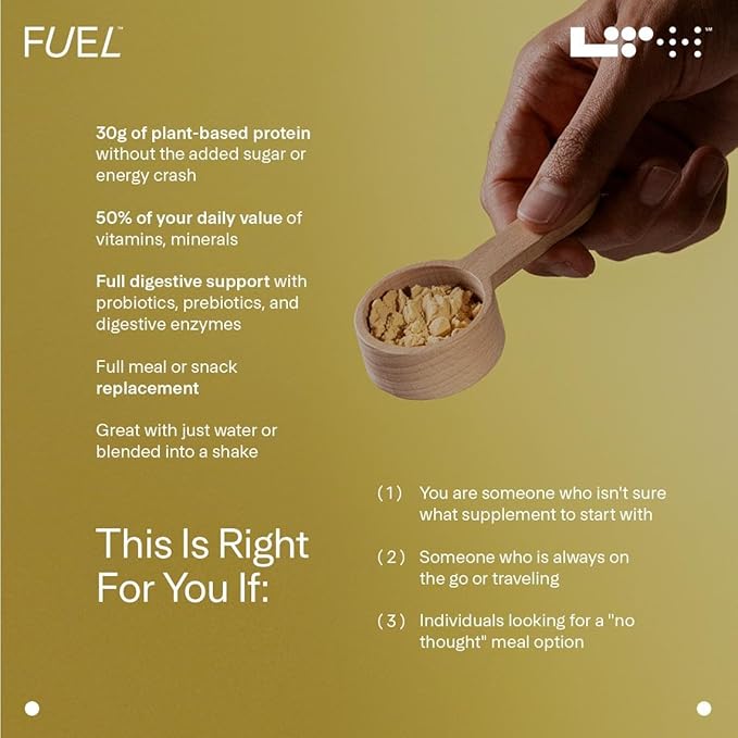 Fuel Vegan & All-in-One - Trusted by Life Time Fitness Members - 30g Protein - Plant-Based Protein Meal Replacement - Vitamins, Minerals, Digestive Enzymes & Probiotics - Vanilla, 20 Servings