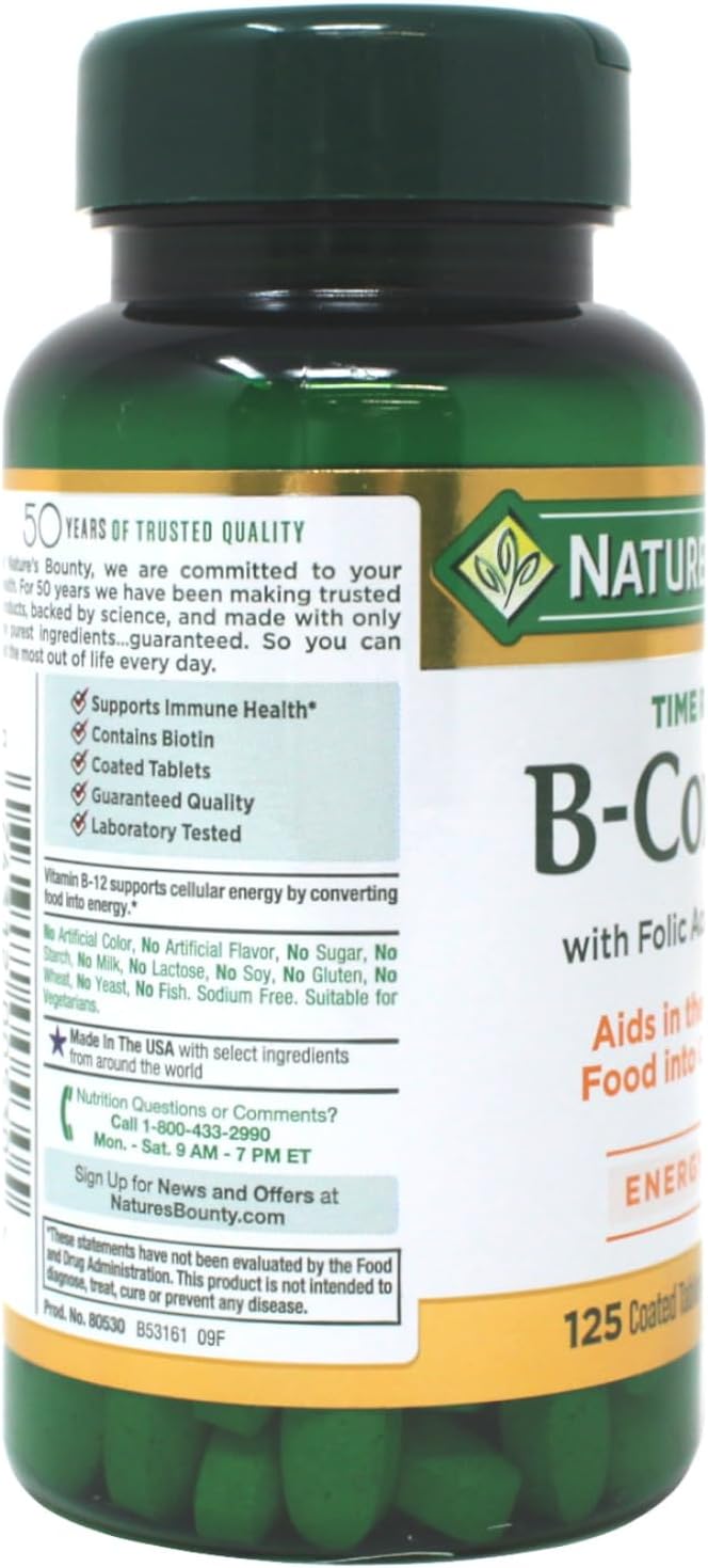 Nature's Bounty B-Complex with Folic Acid 125 Tablets 4)