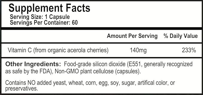 OPTIVIDA Vitamin C Plant-Based Complex: Natural 60 Serv.
