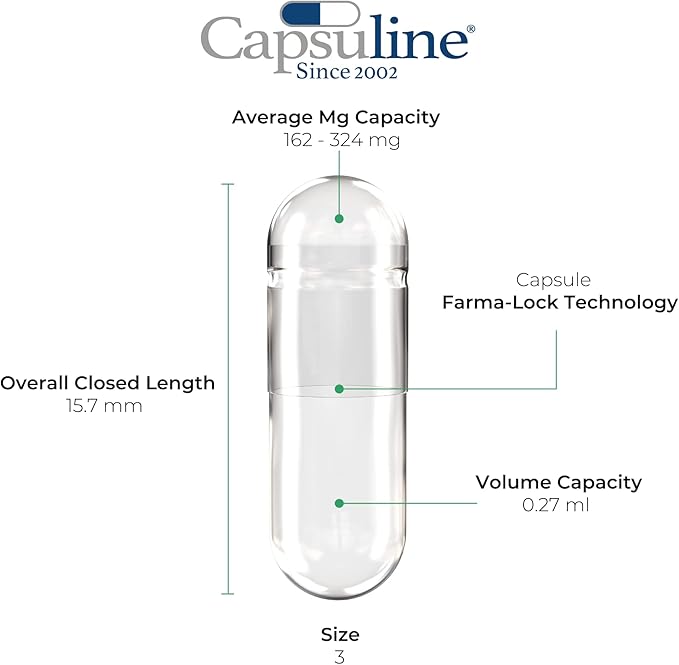 Capsuline Size 000 Gelatin Empty Capsules, 5000 Count, Empty Gel Pill Capsules, DIY Pure Bovine Pill Capsule Filling, Empty Caps, Kosher, Gluten Free and Non-GMO Certified, Clear