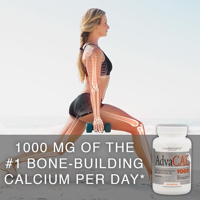 Lane Innovative - AdvaCAL 1000, Advanced Calcium Supplement, Easy to Swallow Extra Small Capsule, Supports Increased Bone Density (50 Servings)
