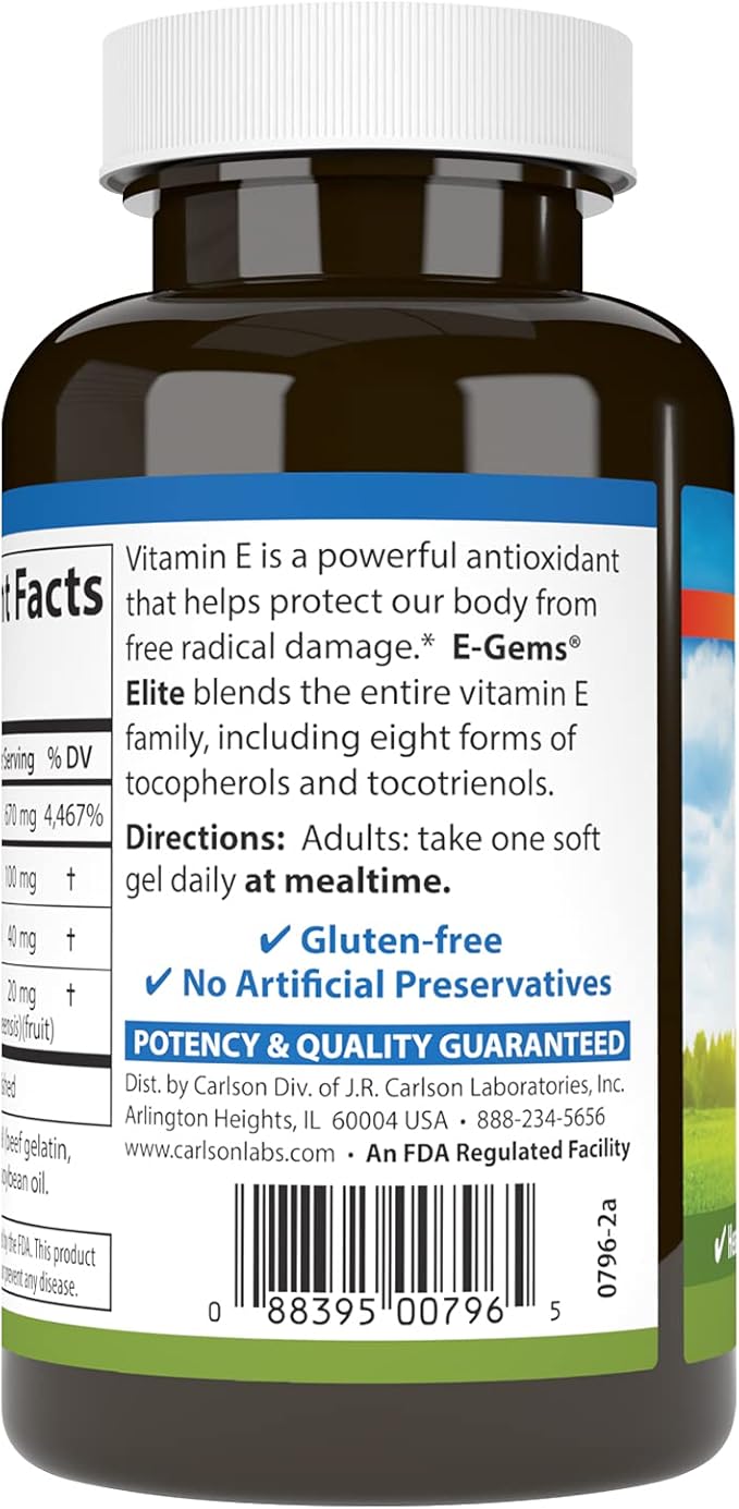 Carlson - E-Gems Elite, 1000 IU (670 mg) 60 Softgels