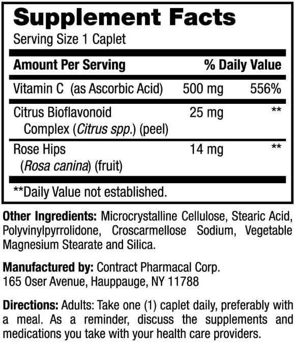 Earth's Splendor Immune Support Supplements, (500mg Vitamin 100 Tablets)