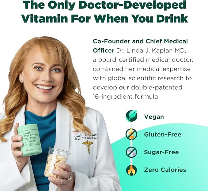 The Anytime You Drink Vitamin, Liver Health & Immunity Support with Electrolytes, Milk Thistle, and Vitamins B & C - 40 Chewable Tablets (20 Servings), Vegan, Tangerine