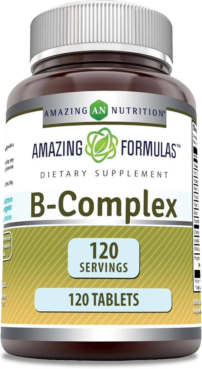 Amazing Formulas Vitamin B Complex 11 Key 120 Tablets B1, B2, B2, B3, B3, B6, B6, B12, B12, Folic