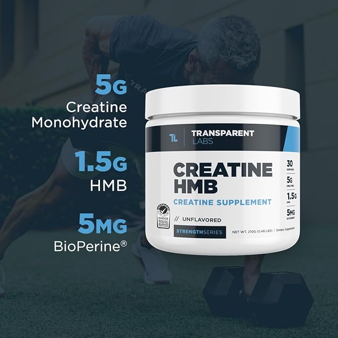 Transparent Labs Creatine HMB - Creatine Monohydrate Powder with HMB for Muscle Growth, Increased Strength, Enhanced Energy Output, and Improved Athletic Performance - 30 Servings, Watermelon